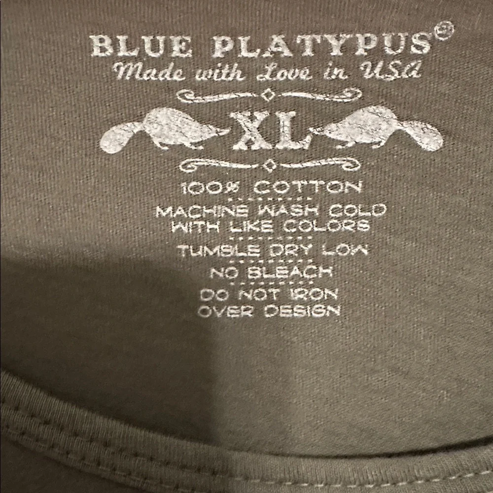 BLUE PLATYPUS Green T-Shirt with Mushrooms XL - Picture 3 of 4